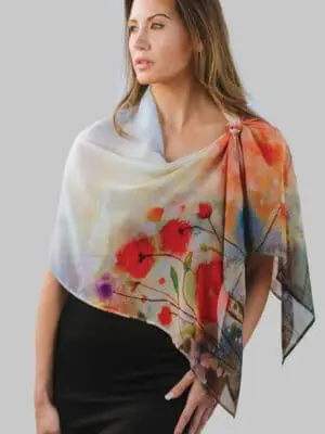 Watercolor Red Poppies Scarf