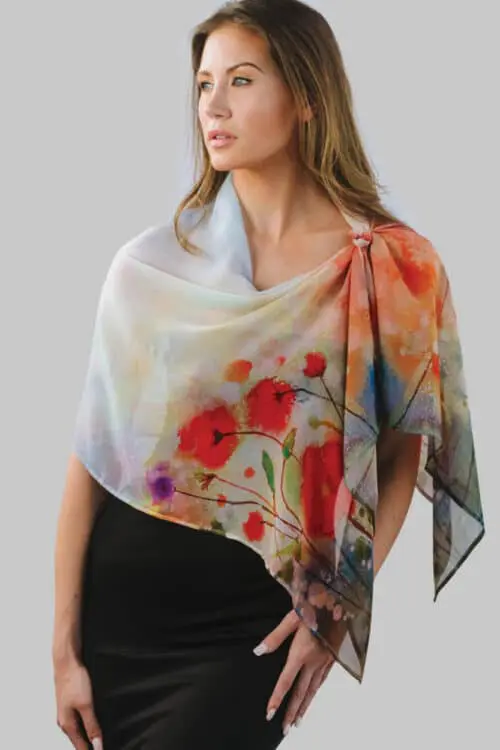 Watercolor Red Poppies Scarf