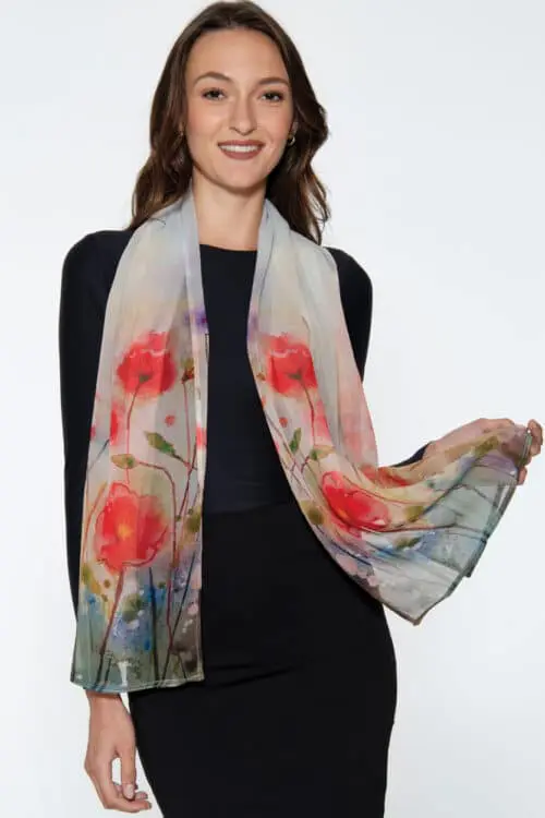 Aloka Red Poppies Scarf