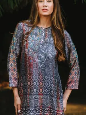 Deena Embroidered Silver Embroidered Tunic