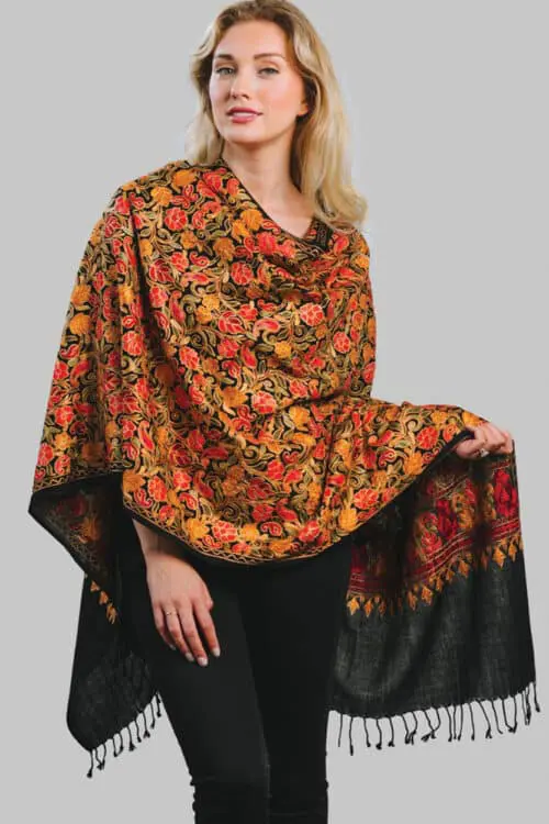 Sabari Embroidered Wool Shawl ST-105 - Image 2