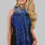 Hand Tie Dyed Silk Scarf from India in Shades of Blue
