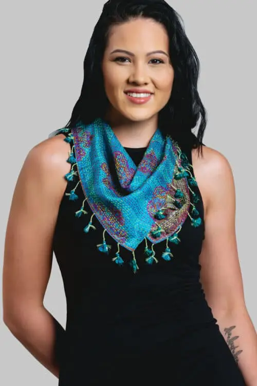 Kantha Square Silk Scarf