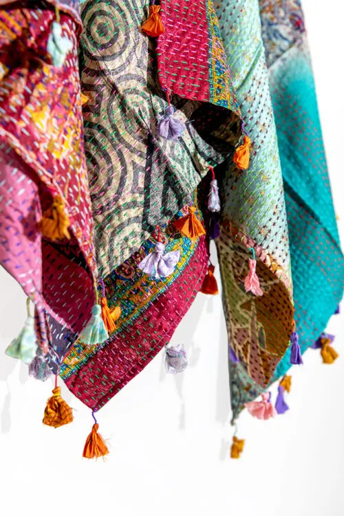 Square Kantha Silk Scarves