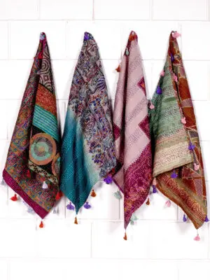 Square Kantha Silk Scarf