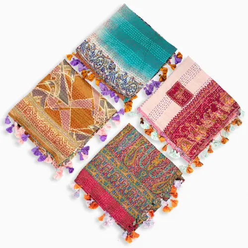 Square Silk Kantha Scarves