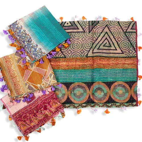 Square Silk Kantha Scarves