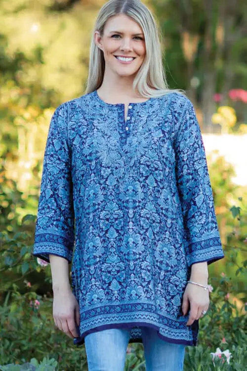 Deena Blue Sari Print Tunic