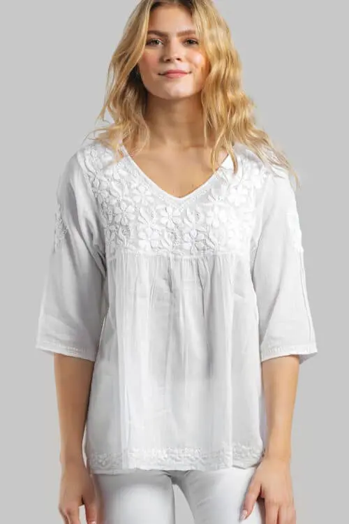 Ramani Embroidered White Top