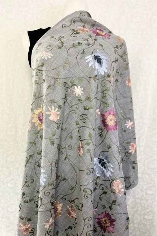 Rajika Silver Embroidered Shawl