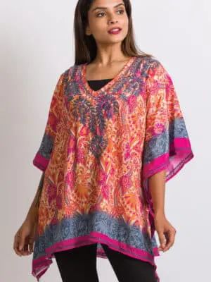 Demira Orange Embroidered Top