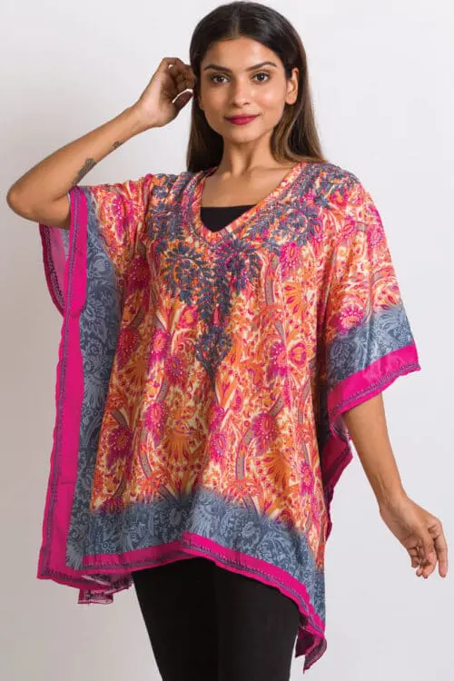 Demira Orange Embroidered Top