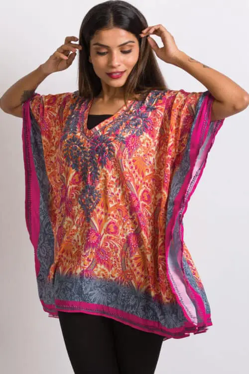 Demira Orange Embroidered Top