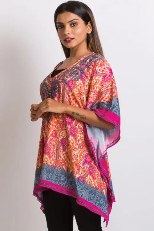 Demira Orange Embroidered Top