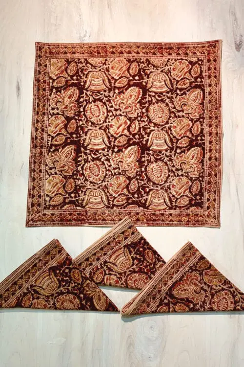 Kalamkari Red Block Printed Napkins