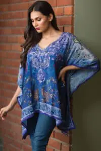 Ranita Indigo Embroidered Top