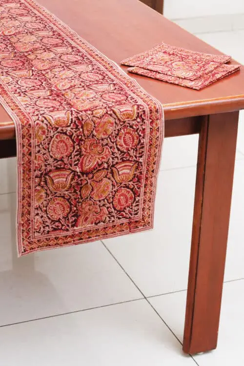 Red Kalamkari Table Runner