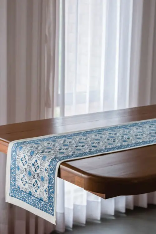 Blue Floral Table Runner