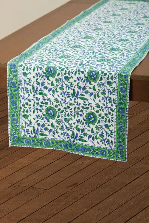 Blue Floral Table Runner