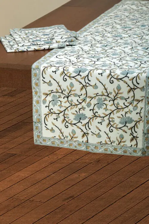 Silver Floral Table Runner