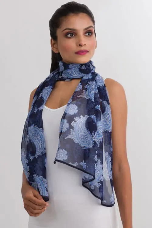 Sahila Navy Paisley Scarf
