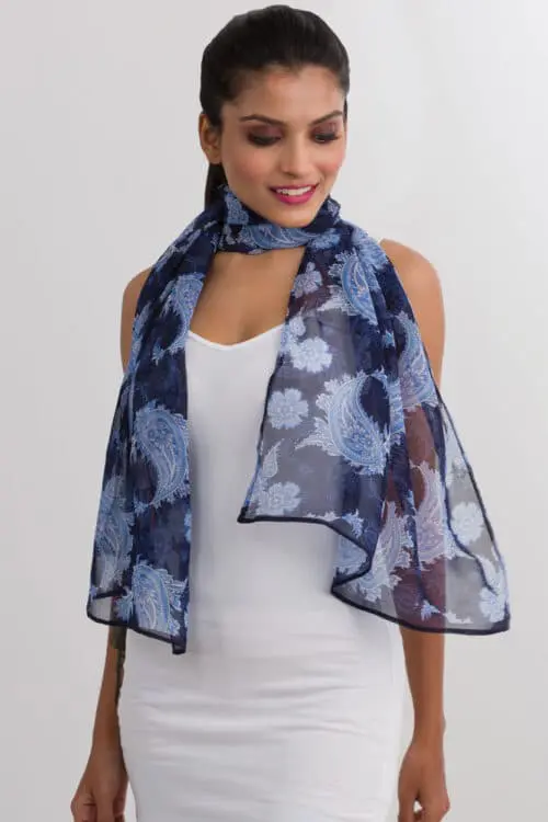 Sahila Navy Paisley Scarf