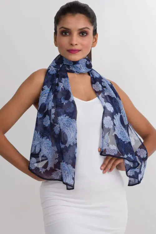 Sahila Navy Paisley Scarf