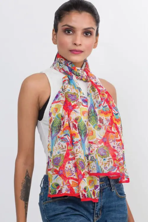 Sahila Multicolor Birds Scarf