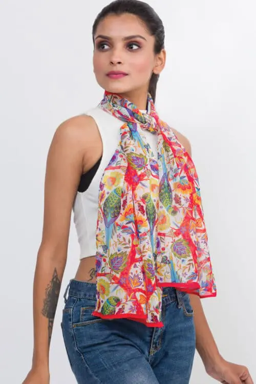 Sahila Multicolor Birds Scarf
