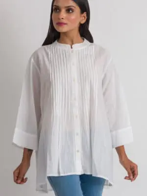 Rajani Button Down White Tunic