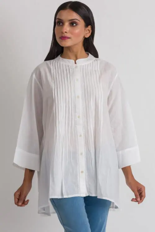 Rajani Button Down White Tunic