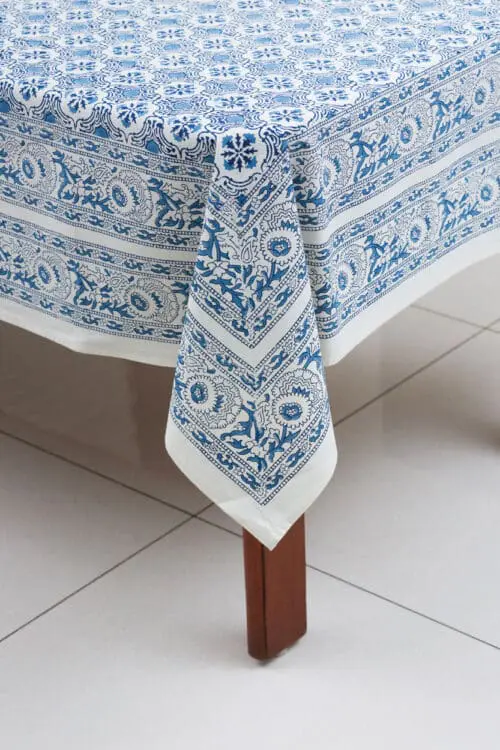 Blue Floral Tablecloth