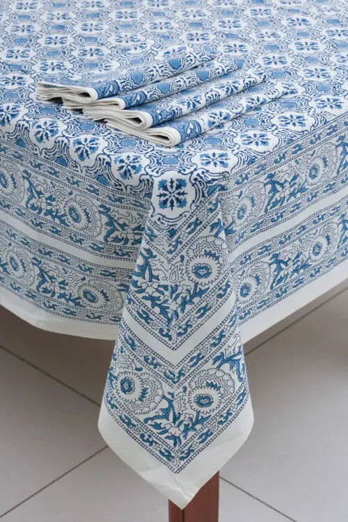 Blue Floral Tablecloth