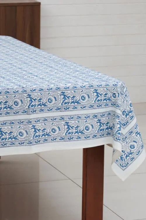 Blue Floral Tablecloth
