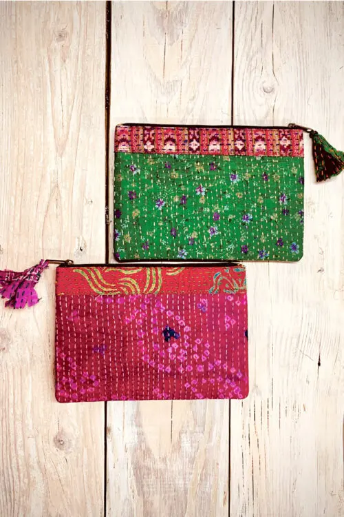 Silk Kantha Pouches