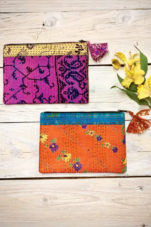 Silk Kantha Pouches