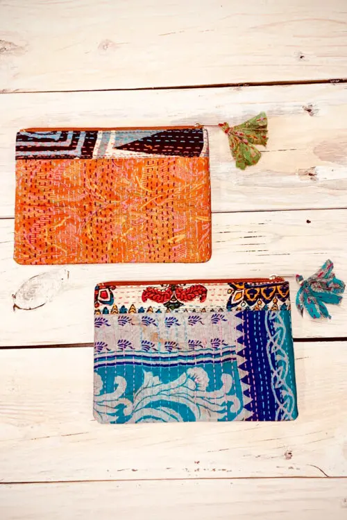 Silk Kantha Pouches