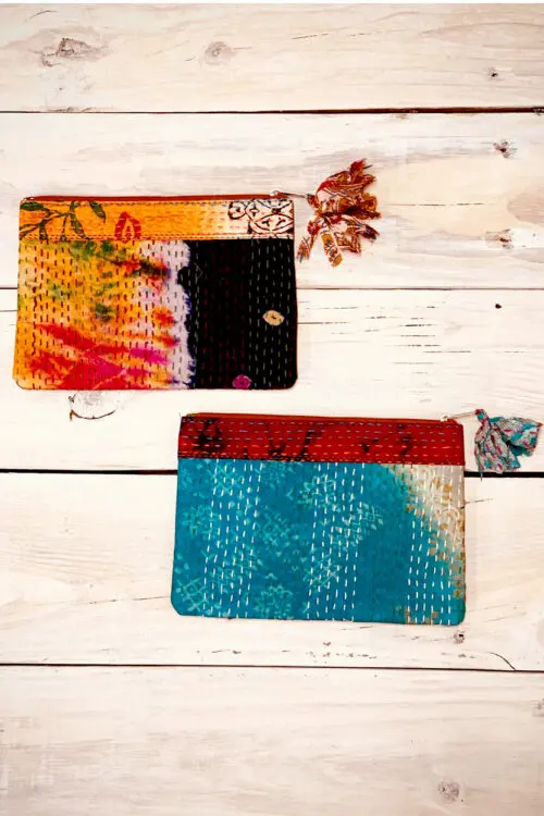 Silk Kantha Pouches