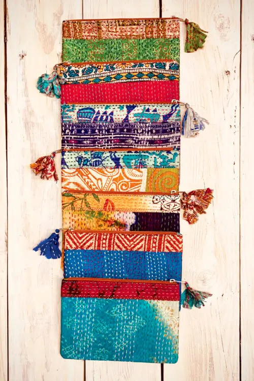 Silk Kantha Pouches