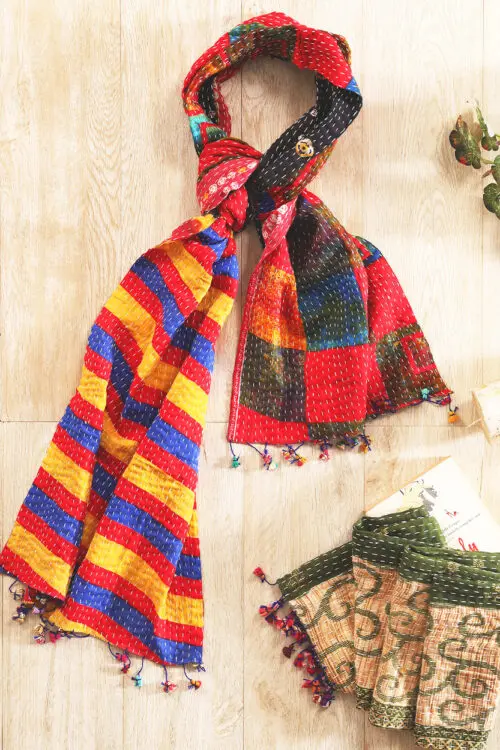 Handmade Cotton Kantha Scarves