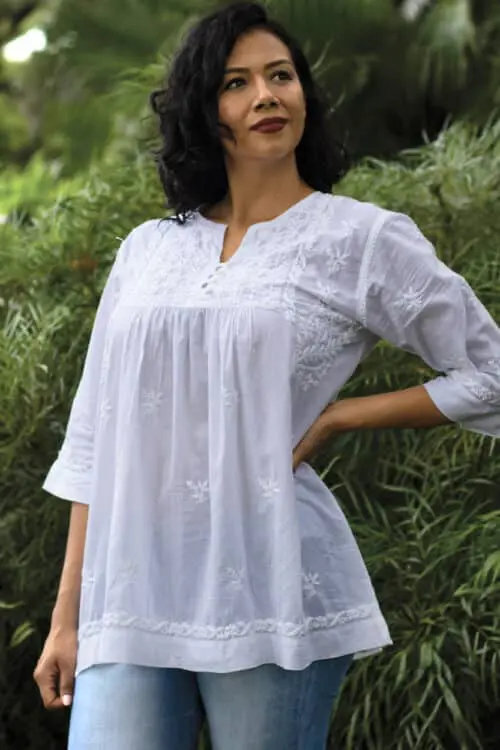 Tarika White Lucknowi Tunic