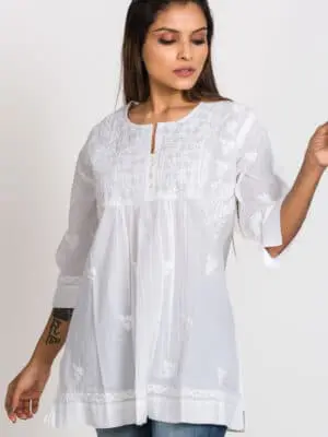 Tarika White Lucknowi Tunic