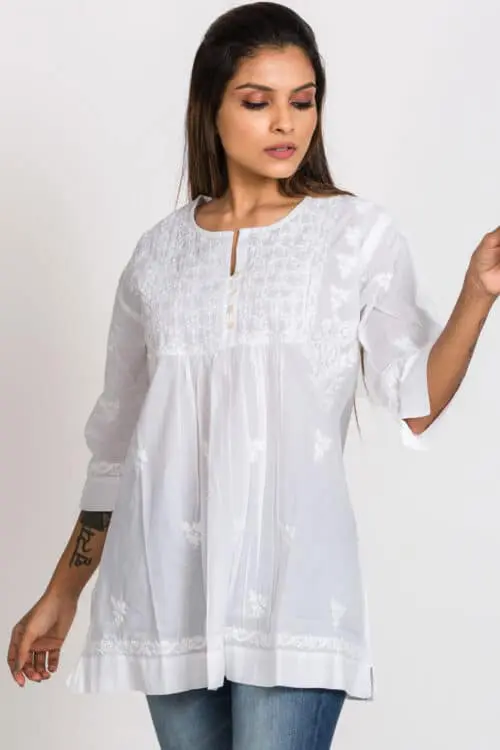 Tarika White Lucknowi Tunic