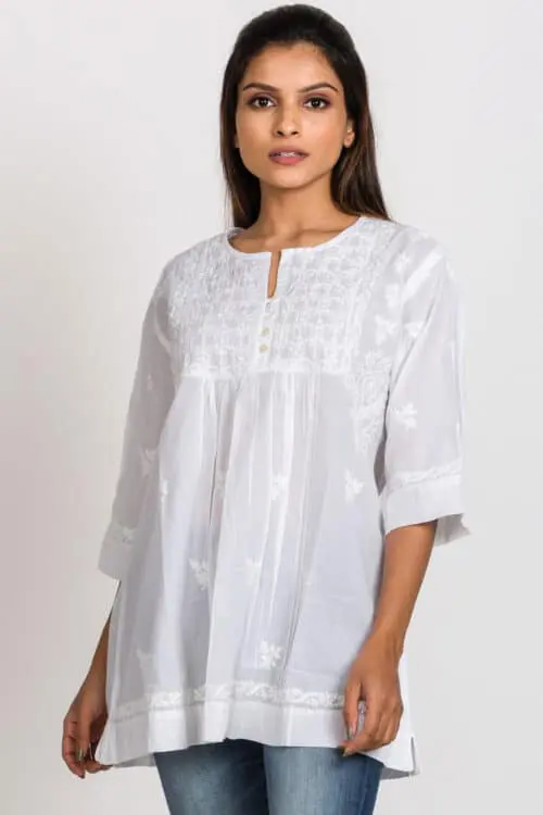 Tarika White Lucknowi Tunic