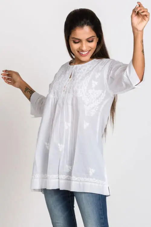 Tarika White Lucknowi Tunic