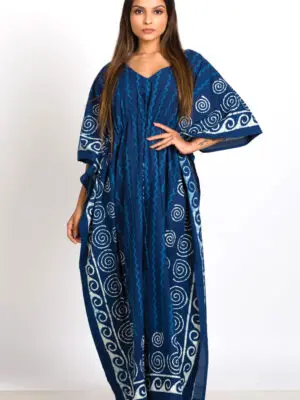 Indigo Printed Cotton Kaftan