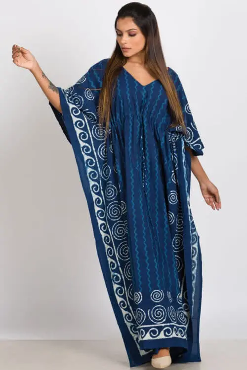 Indigo Printed Cotton Kaftan