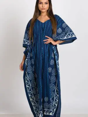 Indigo Printed Cotton Kaftan