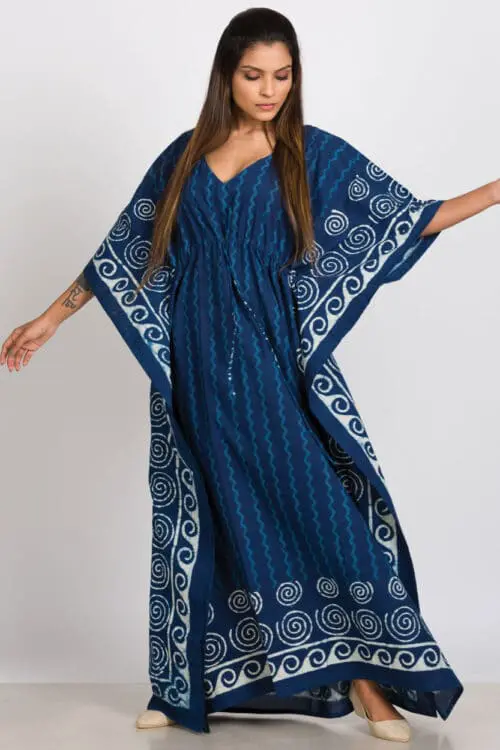 Indigo Printed Cotton Kaftan