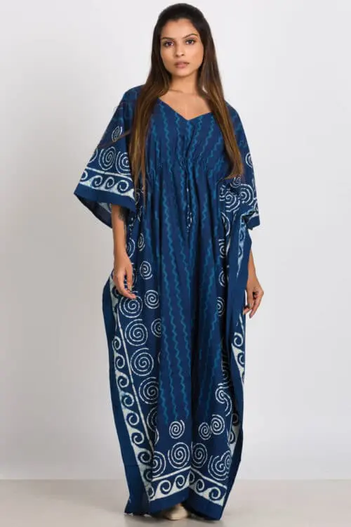 Indigo Printed Cotton Kaftan